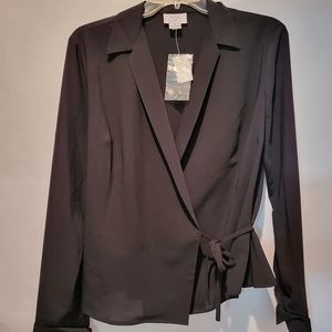Ann Taylor Loft - Black Wrap Blouse